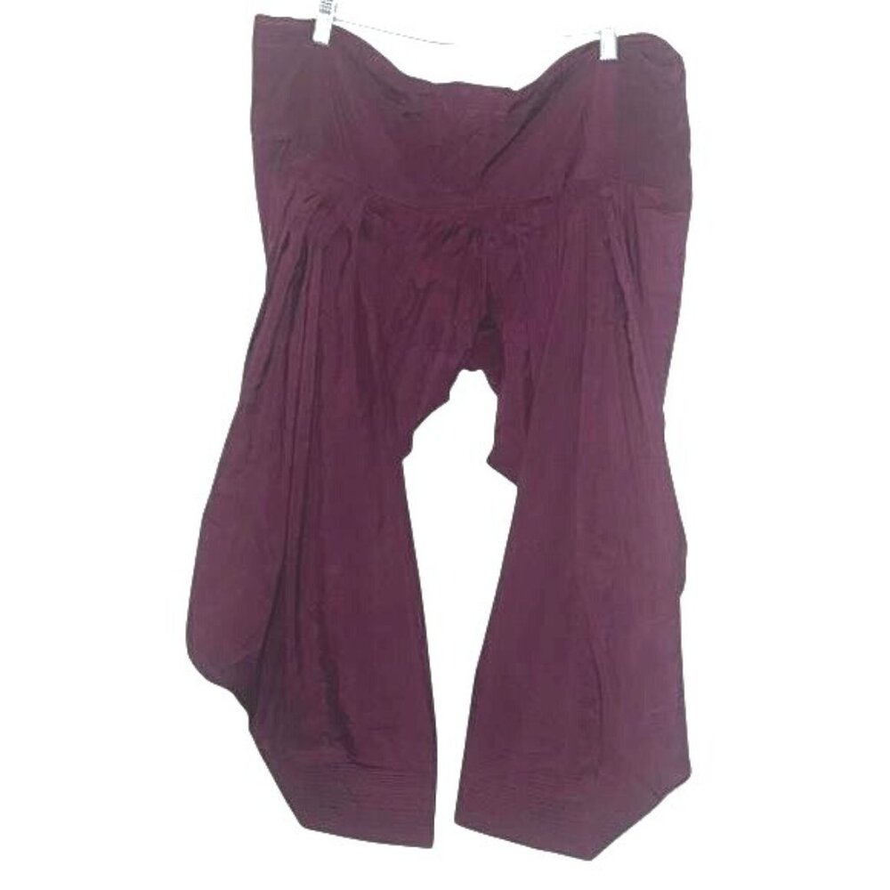 Handcrafted Indian Purple Cotton Dhoti Pants With Pleated Detailing